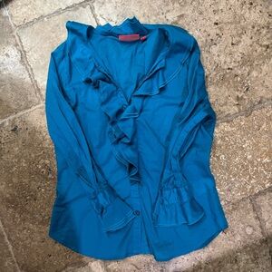 Vintage Deep Teal Oscar De La Renta Button Up Blouse